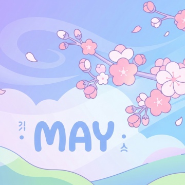May (Month), Cherry blossom, Pastel colors, Illustration, Serene, 5K, Spring, Aesthetic