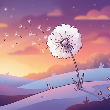 Dandelion flower, Sunny day, Summer, May (Month), 5K, Illustration
