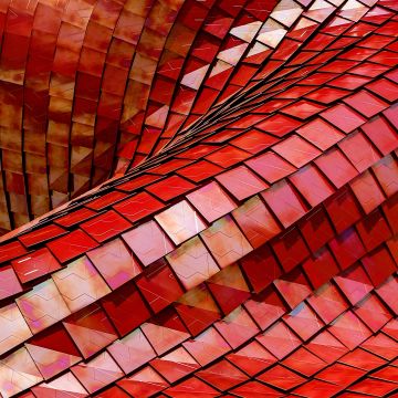 Red Roof, Tiles, Modern architecture, Pattern, Texture, Shapes, 3D, 5K, 8K