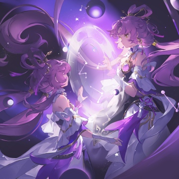 Fu Xuan, Purple aesthetic, Fantasy girl, Cosmic, Anime girl, 5K, Honkai: Star Rail