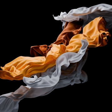 Flowing fabric, Abstract background, Brown abstract, Orange, Black background, Flow, Fabric