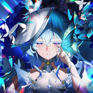 The Shorekeeper, 8K, Anime girl, Wuthering Waves, 5K, Blue aesthetic, Butterflies