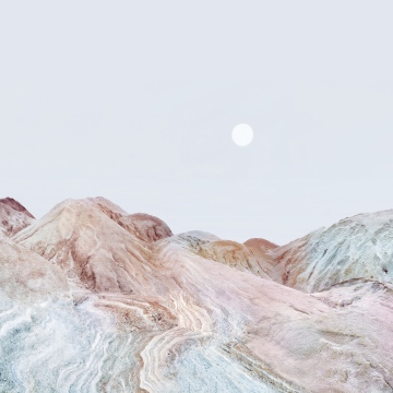 Mountain Landscape, Pastel background, Moon, Serene, Xiaomi HyperOS 3.1, Stock