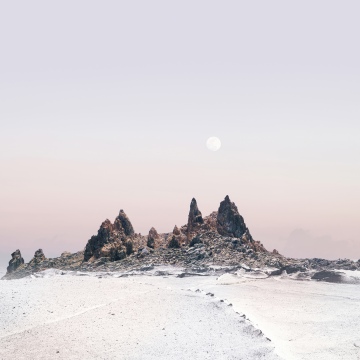 Volcanic chimneys, Landscape, Limestone, Geothermal field, Xiaomi HyperOS 3.1, Stock, Full moon