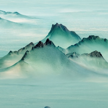 Mountain Peaks, Teal, Monochromatic, Honor MagicBook Pro, Stock, 5K