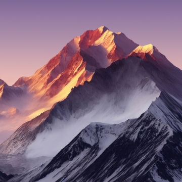 Snow mountains, Golden hour, Sunset, Clouds, Landscape, Honor MagicBook Pro, Stock, 5K