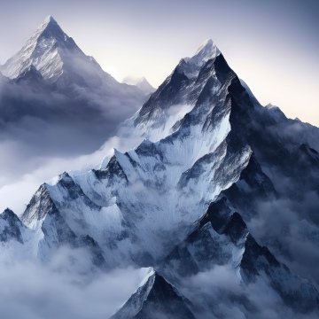 Snowy Mountains, Clouds, Winter, Landscape, Honor MagicBook Pro, Stock, 5K
