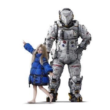 Pragmata, Characters, 2026 Games, White background, Diana (Pragmata), Hugh (Pragmata)