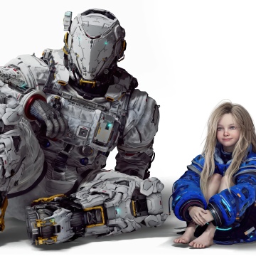 Pragmata, 2026 Games, White background, Diana (Pragmata), Hugh (Pragmata)
