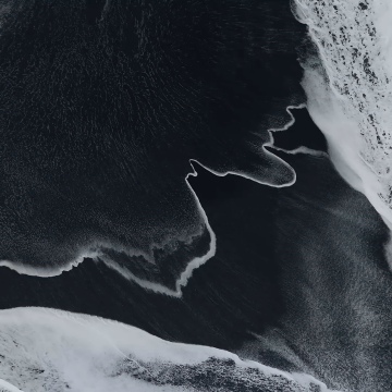 Lunar Tides, Monochromatic, Aerial Photography, Coastline, 5K, Google Pixel 11 Pro Fold, Volcanic