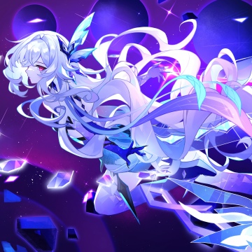 Skirk, Shattered, Purple abstract, Genshin Impact, 5K
