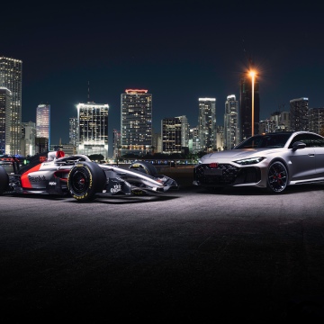Audi RS 5, Audi R26 Concept, Formula One, 2026, 5K, 8K, Miami, Cityscape, Nightscape