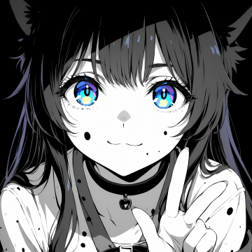 Kawaii, Cat girl, AMOLED, Black background, Anime girl, Cute anime, Kawaii girl