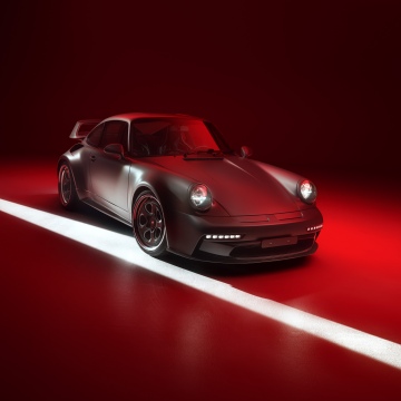 Pogea Racing PR964, 8K, Porsche 911, Red background, 5K