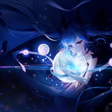 Hatsune Miku, 5K, Anime girl, Dream, Cosmos, Universe, Magic