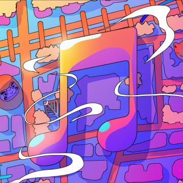 Apple Music Japan, Summer, Illustration, 5K, Vibrant, Vivid