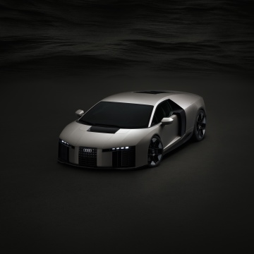 Audi Nuvolari, 8K, Plug-In Hybrid, Supercars, 5K, Dark background, Monochrome
