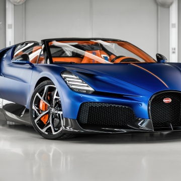 Bugatti W16 Mistral, Matt blue, 5K, Hypercars