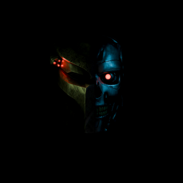 T-800 Endoskeleton Skull, The Terminator, Black background, 5K