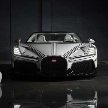 Bugatti W16 Mistral Blanc Éternel, Dark aesthetic, 5K, One off cars, Hypercars