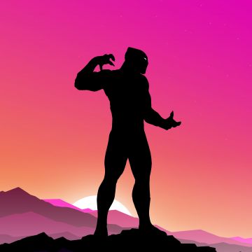 Black Panther, Silhouette, Marvel Superheroes, Gradient background, Aesthetic, 5K