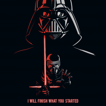 Kylo Ren, Darth Vader, Black background, Popular quotes, 5K