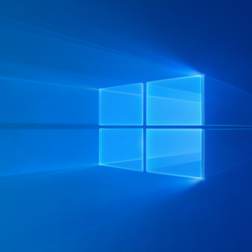 Windows 10, Windows logo, Glossy, Blue background