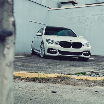 BMW 7 Series, White cars, 5K