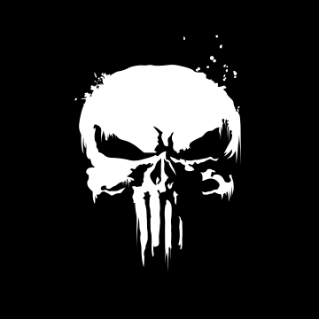 The Punisher, Marvel Comics, Skull, Black background, Monochrome, Black and White, Simple, The Punisher logo