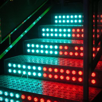 Staircase, LED lights, Steps, Blue, Red, 5K