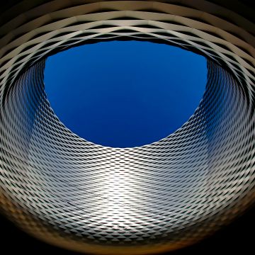 Basel exhibition center, Switzerland, Modern architecture, Sky view, Dark background, Landmark, 5K