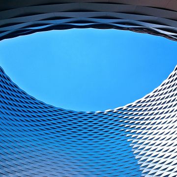 Art Basel, Modern architecture, Patterns, Geometrical, Blue Sky, Looking up at Sky, Circle, Texture