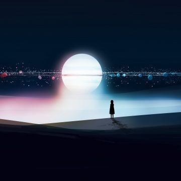 Surreal, Alone, Silhouette, Orbit, Dream, Dark background, 5K, 8K