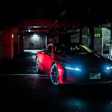 Lexus LC 500, Dark, Red cars, 5K, 8K