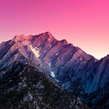 Sierra Nevada, Aesthetic, California, Mountains, Evening, Pink sky, Sunset, Gradient background, Scenic, Peak, 5K