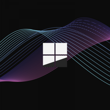 Microsoft Windows, Logo, Waves, Dark background, Purple, 5K
