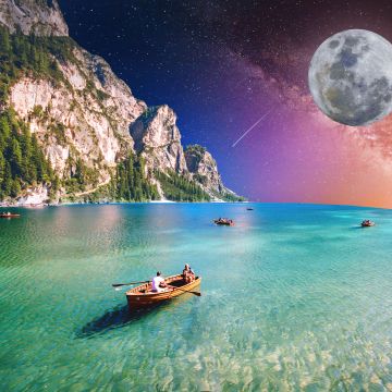 Holidays, Moon, Starry sky, Tour, Seascape, Boating, Collage, Couple, Honeymoon, Cliff, 5K