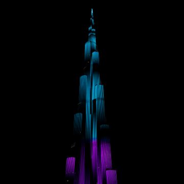 Burj Khalifa, Night illumination, Night lights, Light show, Dark background, 5K, 8K, AMOLED, Dark aesthetic