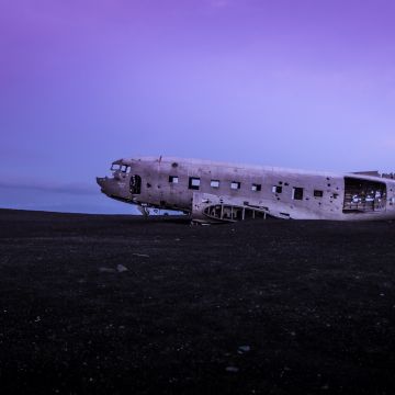 Crashed Airplane, Douglas DC-3, Wrecked, Abandoned, World War II, Fuselage, Purple sky