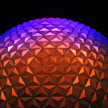 Spaceship Earth, Walt Disney World Resort, Florida, Dome, Purple, Vibrant, Geometrical, Pattern, Symmetrical, Shapes, Exterior, Modern architecture