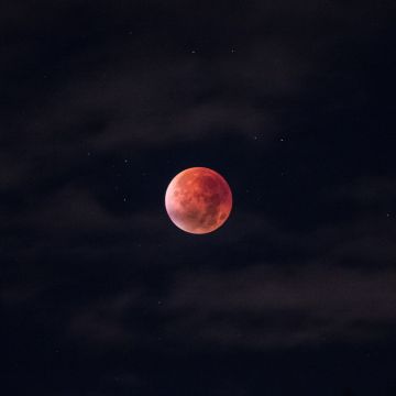 Blood Moon, Total Lunar Eclipse, Black background, Night time, Sky view, Stars, Dark Sky, Outer space, Astronomy, Outdoor, Beautiful