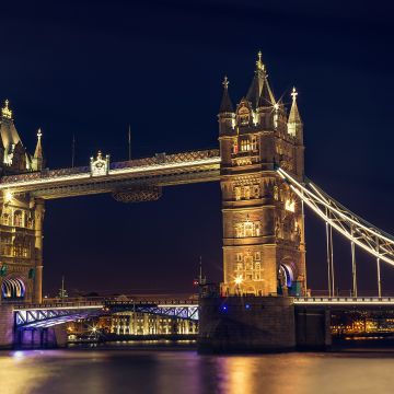 London Bridge, United Kingdom, River Thames, Night time, Ancient architecture, Tourist attraction, Dusk, Tower Bridge, Historical landmark, City life, Dark Sky, 5K, England