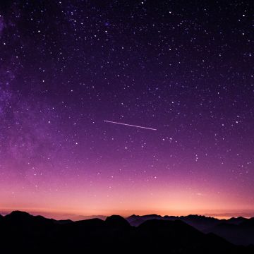 Purple sky, Cima d'Asta, Silhouette, Mountains, Stars, Night sky, Astronomy, Outdoor, Outer space, 5K