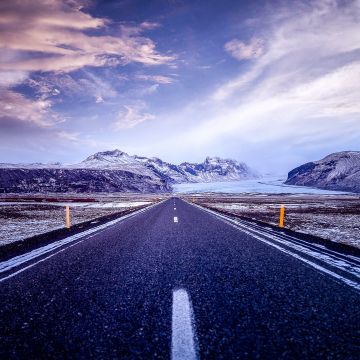 Beautiful, Road, Mountains, Snow covered, Glacier, Landscape, Iceland, Clouds, Calm, 5K