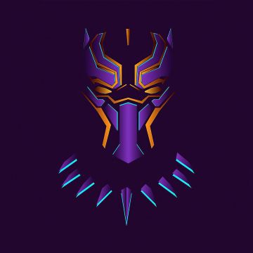 Black Panther, Purple background, Minimal art, Simple