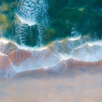 Beach, Coastal, Ocean, Blue Water, Aerial view, Birds eye view, Sand, Seascape, Waves