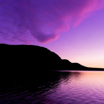 Lake District National Park, United Kingdom, England, Purple sky, Silhouette, Mountain, Body of Water, Reflection, Beautiful, Scenery, Sunset, Landscape, 5K