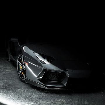 Lamborghini Aventador, AMOLED, Grey, Dark background, CGI