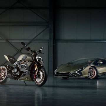 Ducati Diavel 1260 Lamborghini, 5K, Lamborghini Sián FKP 37, 2021