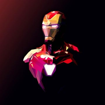 Iron Man, Pixel art, Minimalist, Polygonal, Marvel Superheroes, Dark background